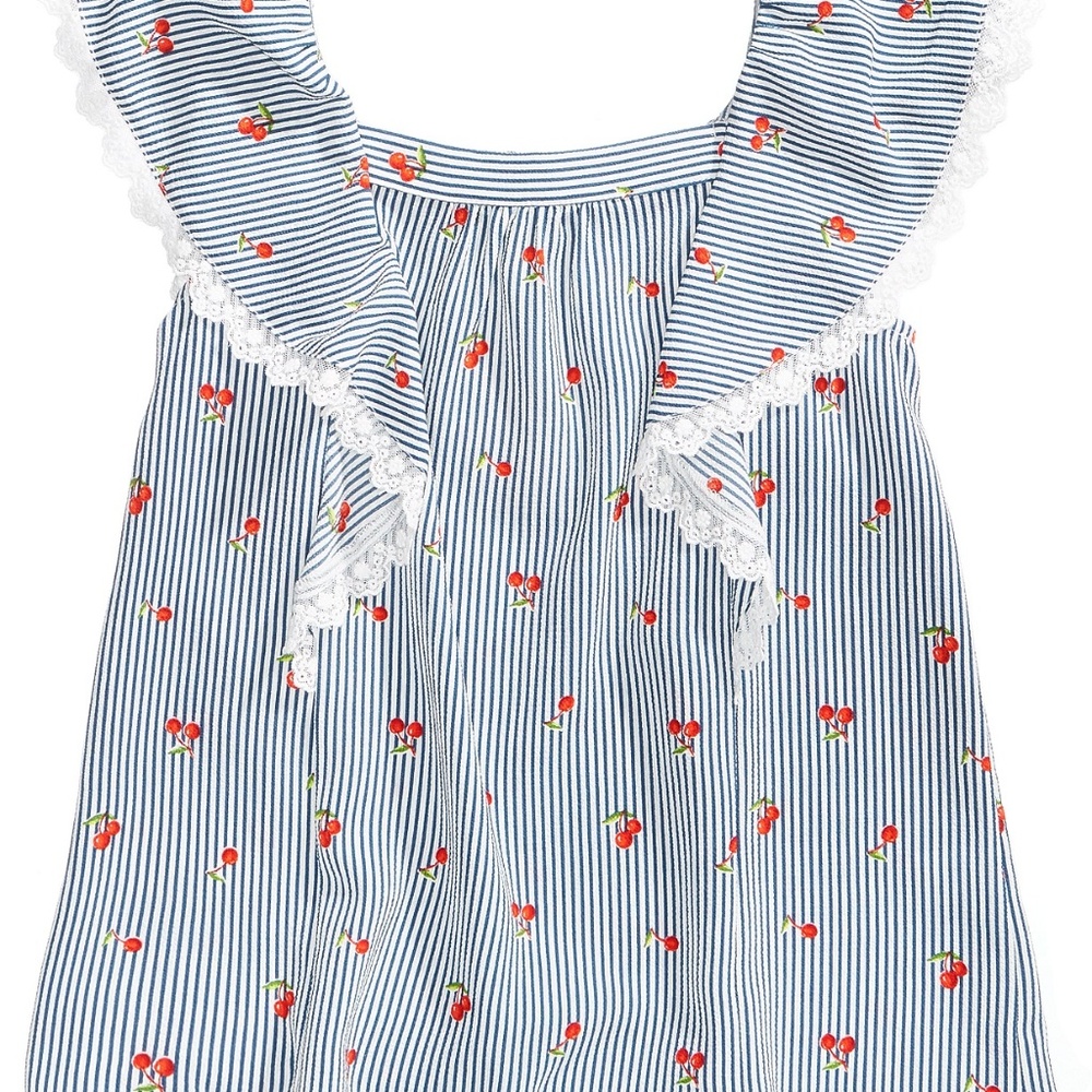 Striped Cherry-Print Top